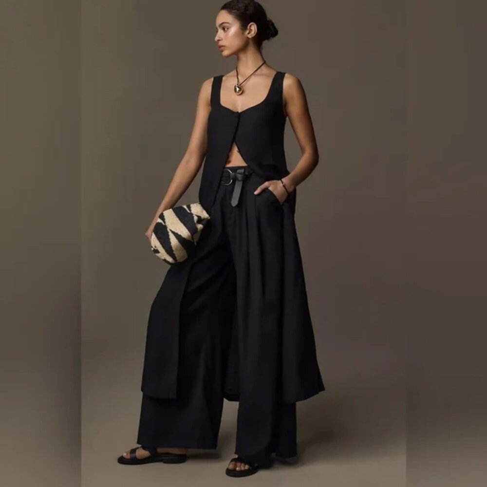Anthropologie Sleeveless Flyaway Linen Vest